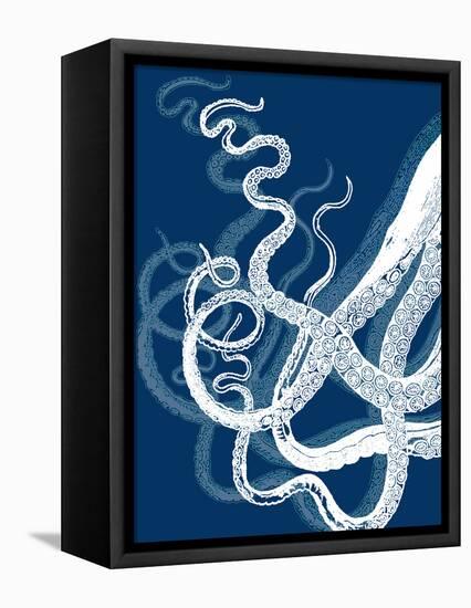 Octopus Tentacles Blue And White-Fab Funky-Framed Stretched Canvas