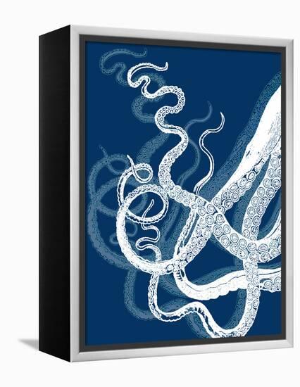 Octopus Tentacles Blue And White-Fab Funky-Framed Stretched Canvas