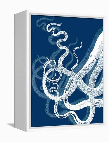 Octopus Tentacles Blue And White-Fab Funky-Framed Stretched Canvas