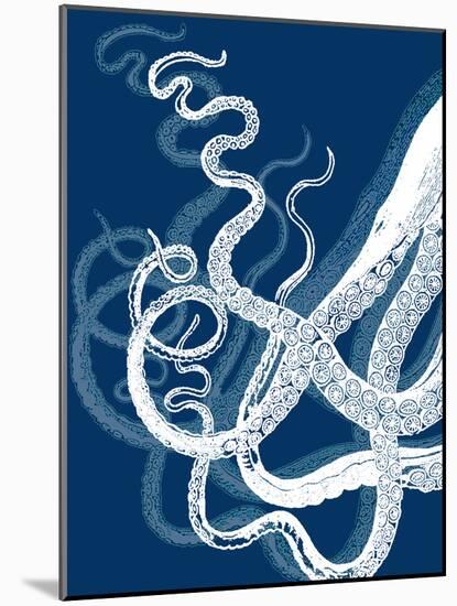 Octopus Tentacles Blue And White-Fab Funky-Mounted Art Print