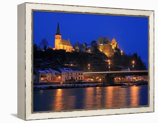 Od Town with Castle in Winter, Saarburg, Saar Valley, Rhineland-Palatinate, Germany, Europe-Hans Peter Merten-Framed Premier Image Canvas