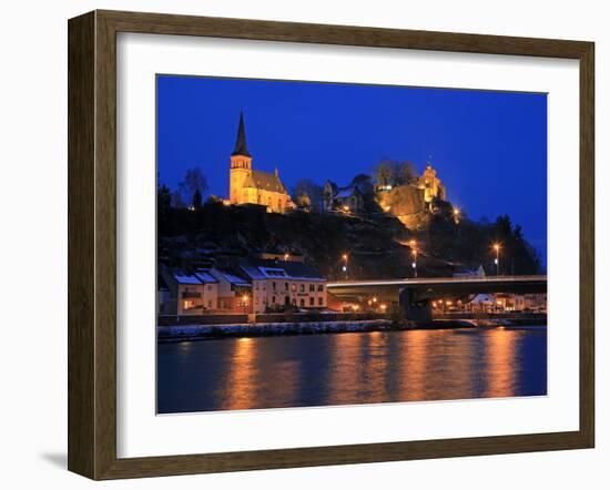 Od Town with Castle in Winter, Saarburg, Saar Valley, Rhineland-Palatinate, Germany, Europe-Hans Peter Merten-Framed Photographic Print