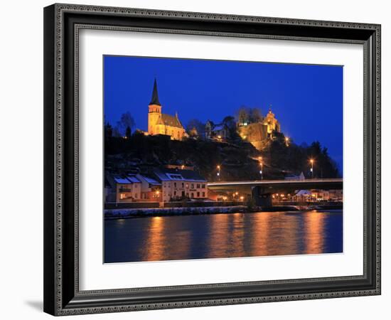 Od Town with Castle in Winter, Saarburg, Saar Valley, Rhineland-Palatinate, Germany, Europe-Hans Peter Merten-Framed Photographic Print