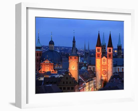 Od Town with Cathedral, Wurzburg, Franconia, Bavaria, Germany, Europe-Hans Peter Merten-Framed Photographic Print