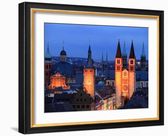 Od Town with Cathedral, Wurzburg, Franconia, Bavaria, Germany, Europe-Hans Peter Merten-Framed Photographic Print