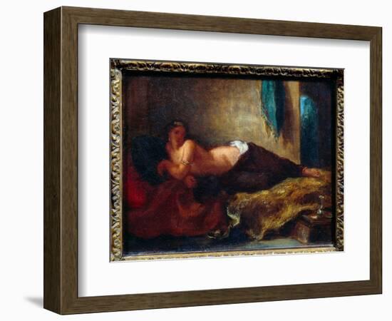 Odalisque. Painting by Eugene Delacroix (1798-1863), 19Th Century. Oil on Canvas. Dim: 0,24 X 0,32M-Ferdinand Victor Eugene Delacroix-Framed Giclee Print