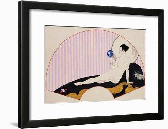 Odalisque with a Crystal Ball, Dated 1920-Georges Barbier-Framed Giclee Print