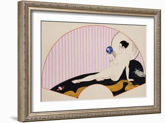 Odalisque with a Crystal Ball, Dated 1920-Georges Barbier-Framed Giclee Print