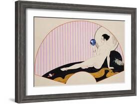 Odalisque with a Crystal Ball, Dated 1920-Georges Barbier-Framed Giclee Print