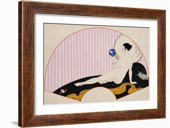 Odalisque with a Crystal Ball, Dated 1920-Georges Barbier-Framed Giclee Print