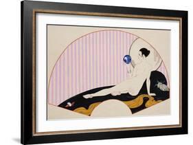Odalisque with a Crystal Ball, Dated 1920-Georges Barbier-Framed Giclee Print