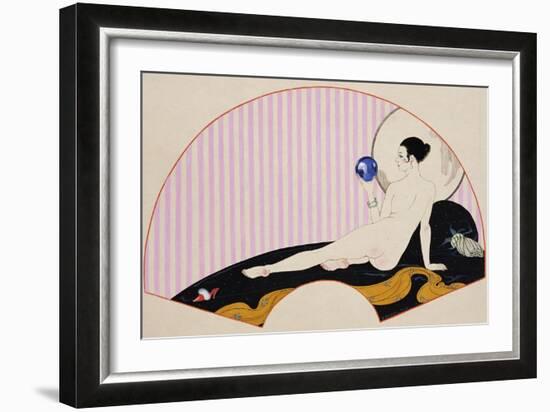 Odalisque with a Crystal Ball, Dated 1920-Georges Barbier-Framed Giclee Print