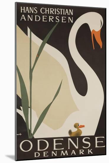 Odense Denmark Travel Poster, Hans Christian Andersen Ugly Duckling-null-Mounted Giclee Print