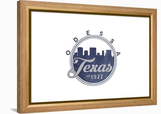 Odessa, Texas - Skyline Seal (Blue)-Lantern Press-Framed Stretched Canvas