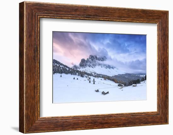 Odle group from Malga Caseril during sunrise, Funes Valley, Sudtirol (South Tyrol), Dolomites, Ital-Francesco Bergamaschi-Framed Photographic Print