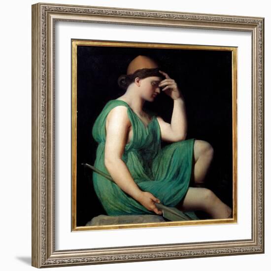 Odyssee. Study for the “Apotheose of Homere”” Allegory as a Woman in a Tunic Sitting in Profile Ref-Jean Auguste Dominique Ingres-Framed Giclee Print