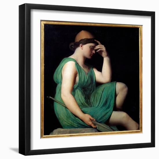 Odyssee. Study for the “Apotheose of Homere”” Allegory as a Woman in a Tunic Sitting in Profile Ref-Jean Auguste Dominique Ingres-Framed Giclee Print