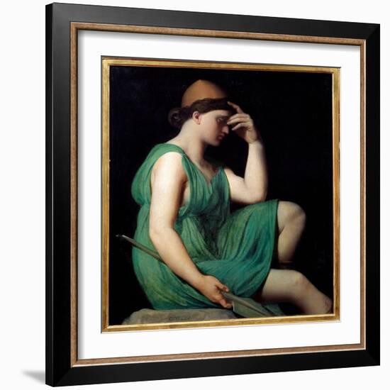 Odyssee. Study for the “Apotheose of Homere”” Allegory as a Woman in a Tunic Sitting in Profile Ref-Jean Auguste Dominique Ingres-Framed Giclee Print