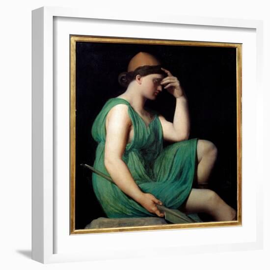 Odyssee. Study for the “Apotheose of Homere”” Allegory as a Woman in a Tunic Sitting in Profile Ref-Jean Auguste Dominique Ingres-Framed Giclee Print