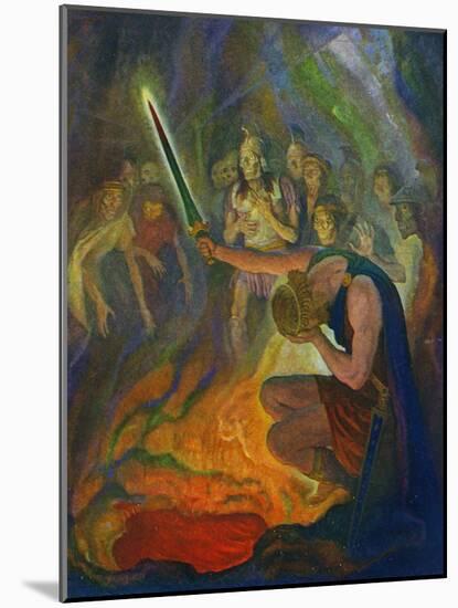 Odysseus in the Land of the Dead, 1929 (Litho)-Newell Convers Wyeth-Mounted Giclee Print
