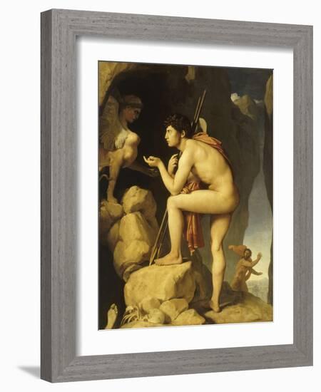 Oedipe explique l'énigme du Sphinx-Jean-Auguste-Dominique Ingres-Framed Giclee Print