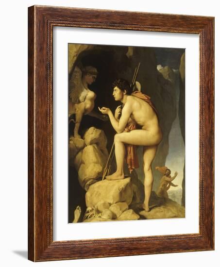 Oedipe explique l'énigme du Sphinx-Jean-Auguste-Dominique Ingres-Framed Giclee Print