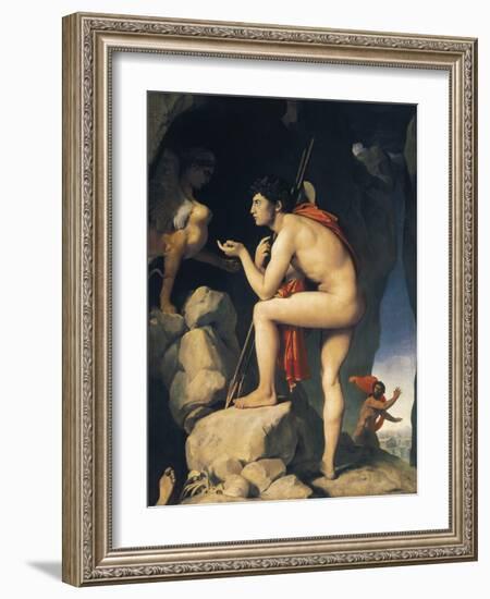 Oedipus and Sphinx (Edipe Explique L'Énigme Du Sphinx)-Jean-Auguste-Dominique Ingres-Framed Art Print