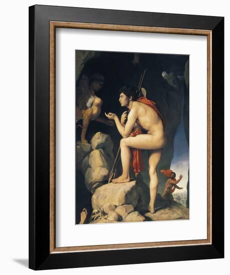 Oedipus and Sphinx (Edipe Explique L'Énigme Du Sphinx)-Jean-Auguste-Dominique Ingres-Framed Art Print