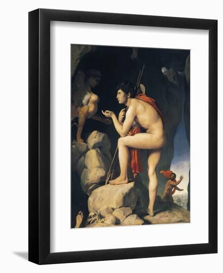 Oedipus and Sphinx (Edipe Explique L'Énigme Du Sphinx)-Jean-Auguste-Dominique Ingres-Framed Art Print