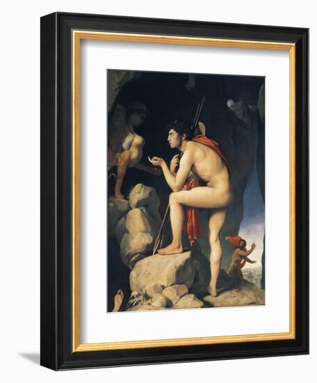 Oedipus and Sphinx (Edipe Explique L'Énigme Du Sphinx)-Jean-Auguste-Dominique Ingres-Framed Art Print