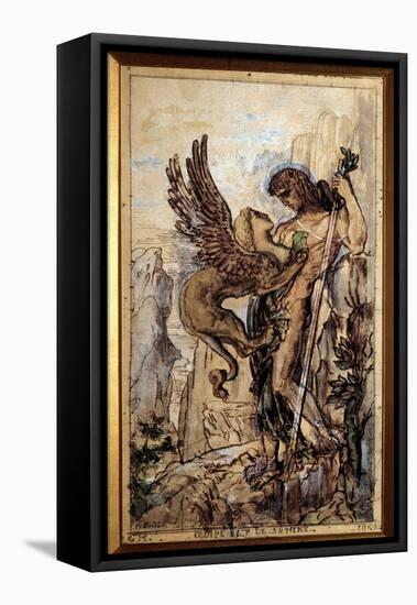 Oedipus and the Sphinx Painting by Gustave Moreau (1826-1898) 1861 Paris.-Gustave Moreau-Framed Premier Image Canvas