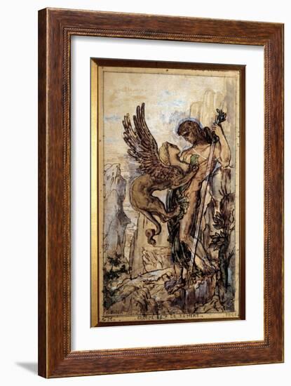 Oedipus and the Sphinx Painting by Gustave Moreau (1826-1898) 1861 Paris.-Gustave Moreau-Framed Giclee Print