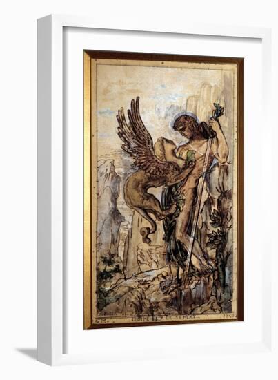 Oedipus and the Sphinx Painting by Gustave Moreau (1826-1898) 1861 Paris.-Gustave Moreau-Framed Giclee Print