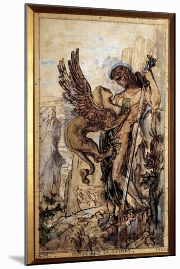 Oedipus and the Sphinx Painting by Gustave Moreau (1826-1898) 1861 Paris.-Gustave Moreau-Mounted Giclee Print