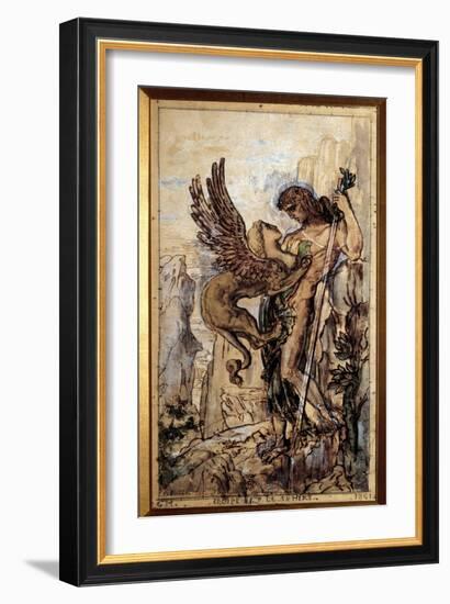 Oedipus and the Sphinx Painting by Gustave Moreau (1826-1898) 1861 Paris.-Gustave Moreau-Framed Giclee Print