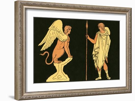 Oedipus and the Sphinx-English School-Framed Giclee Print