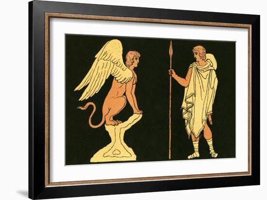 Oedipus and the Sphinx-English School-Framed Giclee Print