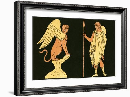 Oedipus and the Sphinx-English School-Framed Giclee Print