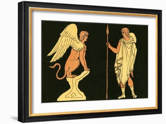 Oedipus and the Sphinx-English School-Framed Giclee Print