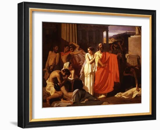 Oedipus, Blind after Plucking out his Eyes, with his Daughter Antigone-Ernest Hillemacher-Framed Giclee Print