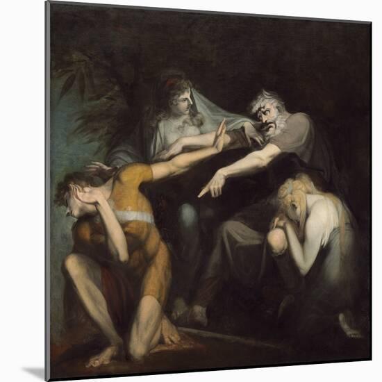 Oedipus Cursing His Son, Polynices, by Henry Fuseli, 1786, British painting,-Henry Fuseli-Mounted Art Print