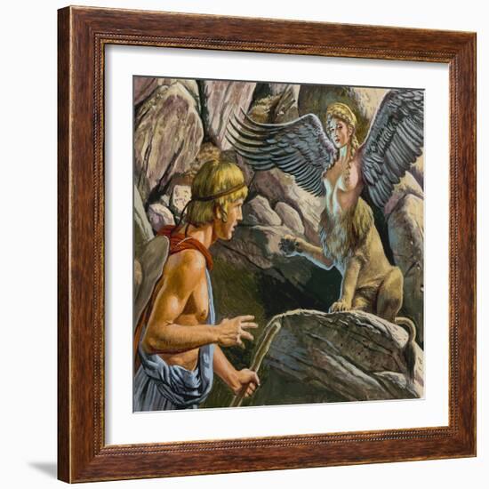 Oedipus Encountering the Sphinx-Payne-Framed Giclee Print