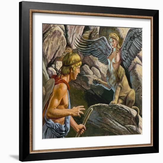 Oedipus Encountering the Sphinx-Payne-Framed Giclee Print