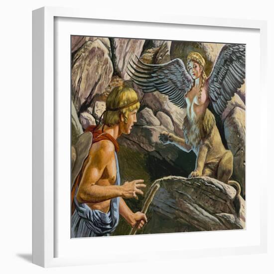 Oedipus Encountering the Sphinx-Payne-Framed Giclee Print