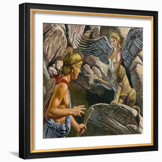 Oedipus Encountering the Sphinx-Payne-Framed Giclee Print