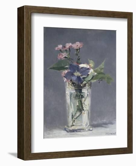 Oeillets et clématites dans un vase de cristal-Edouard Manet-Framed Giclee Print