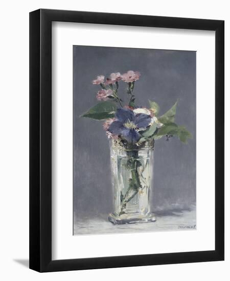 Oeillets et clématites dans un vase de cristal-Edouard Manet-Framed Giclee Print