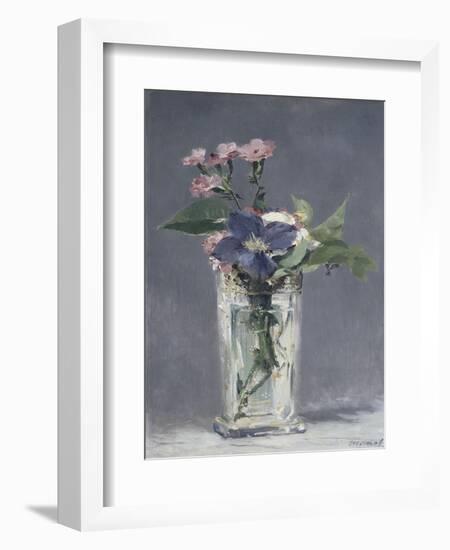 Oeillets et clématites dans un vase de cristal-Edouard Manet-Framed Giclee Print