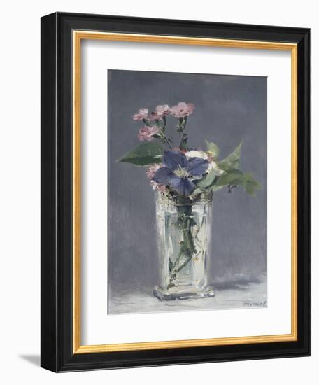 Oeillets et clématites dans un vase de cristal-Edouard Manet-Framed Giclee Print