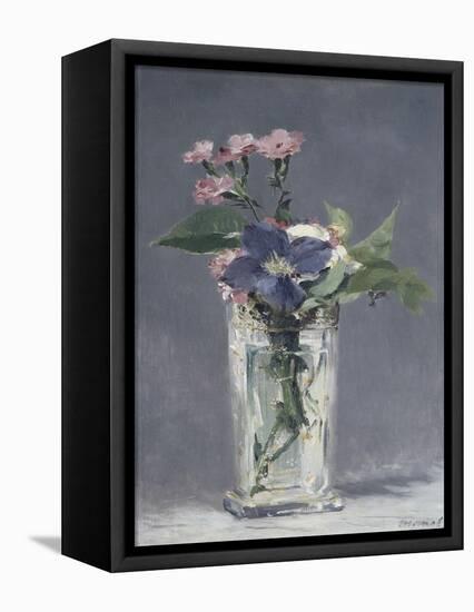 Oeillets et clématites dans un vase de cristal-Edouard Manet-Framed Premier Image Canvas